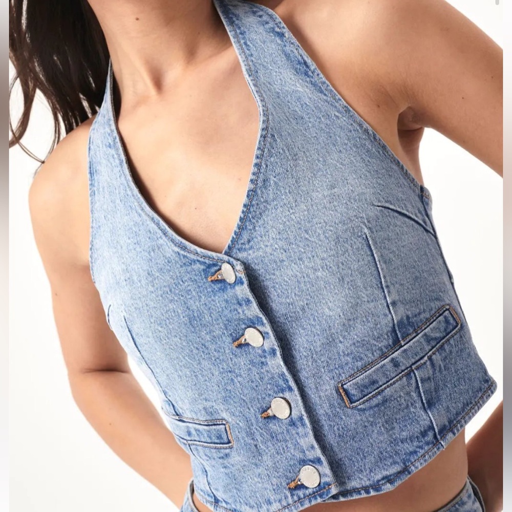 ROLLA’S HALTER VEST BESSETTE - ORGANIC Mid-Blue - Jeans in separate listing
